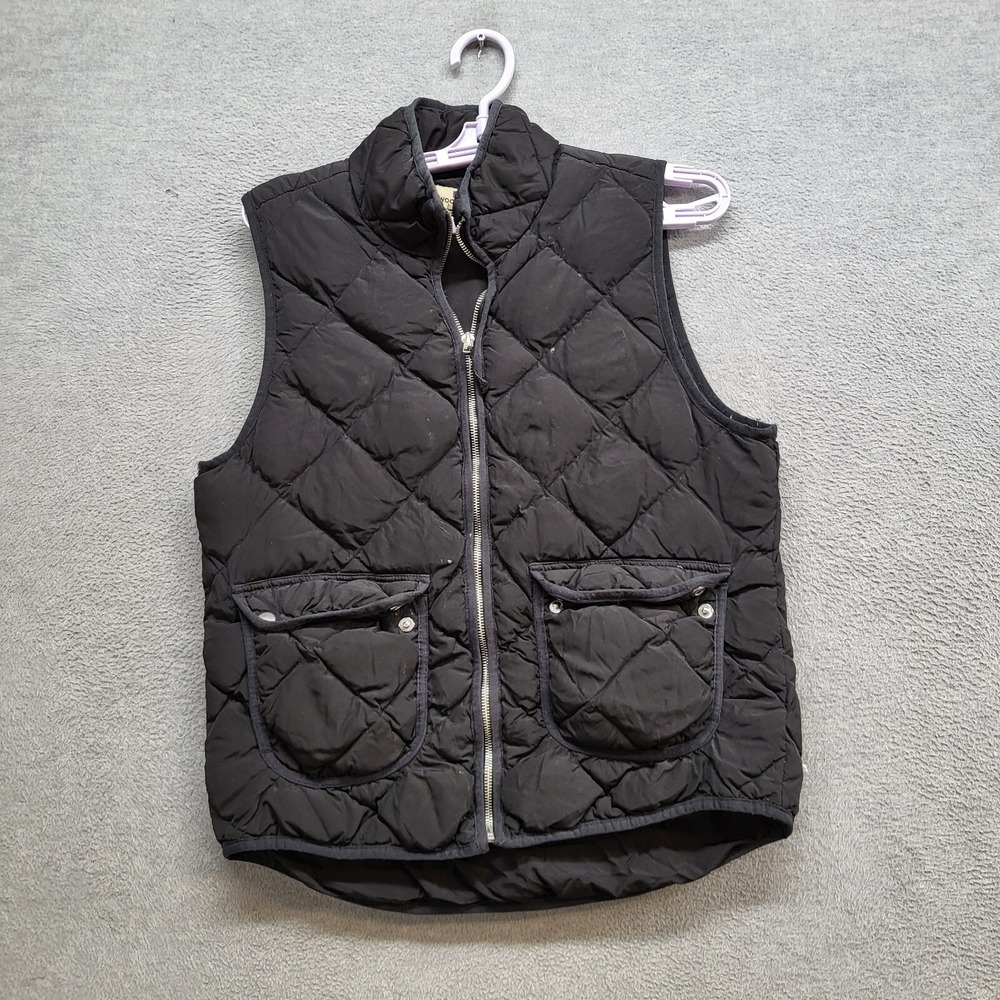 Woolrich Women Jacket M Black Duck Down Puffer Vest Full Zip Sleeveless READ